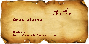 Árva Aletta névjegykártya